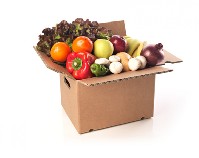 Fruit and vegetable boxes with respirators and die-cut handle for easy transport